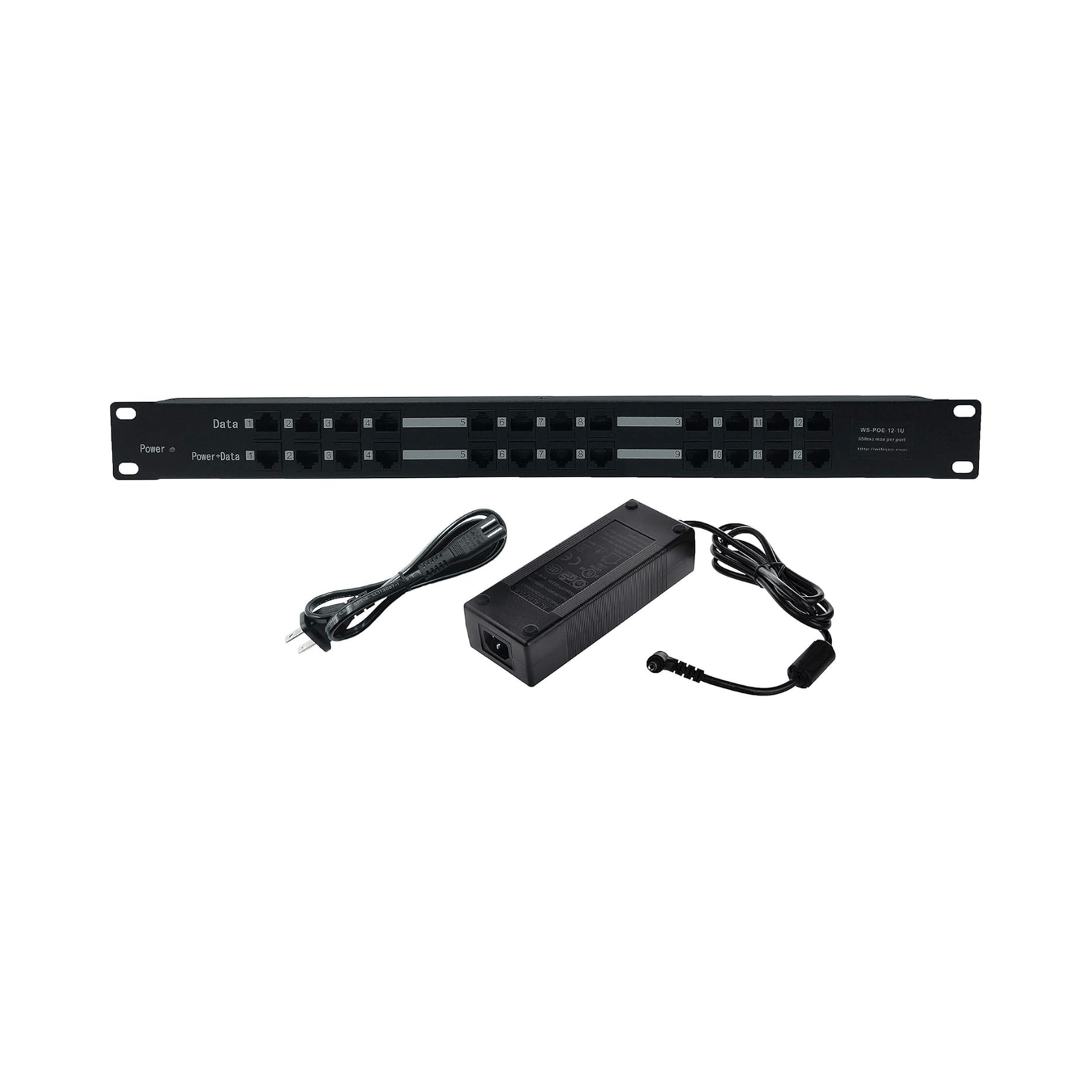 WS-POE-12-48v240w passive 12 port POE Injector for 12 IP cameras, VOIP phones or Access Points